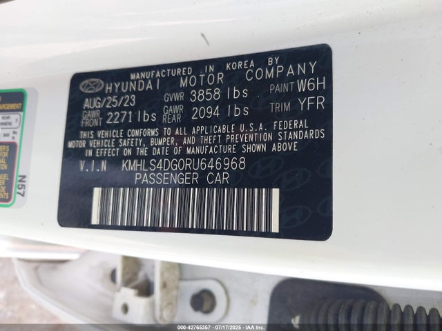 KMHLS4DG0RU646968 Hyundai mpi nu pe