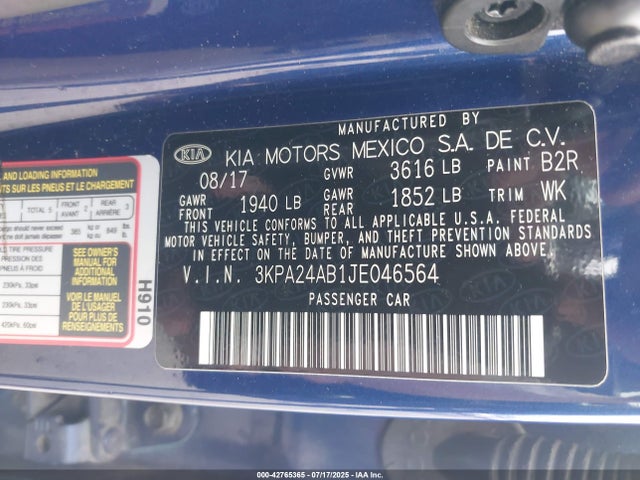 3KPA24AB1JE046564 KIA gdi gamma