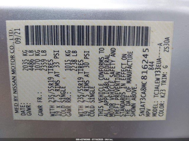 Nissan 2021 2021 5N1AT3CA8MC816245 Image 9