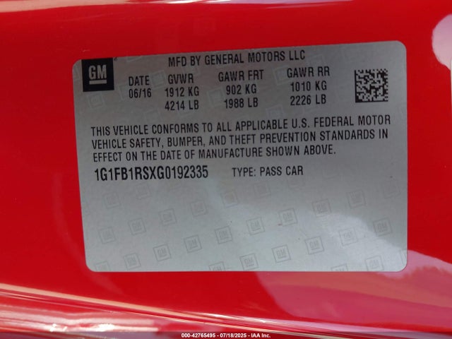 1G1FB1RSXG0192335 Chevrolet lgx - di: direct injection, vvt, alum, gen 2