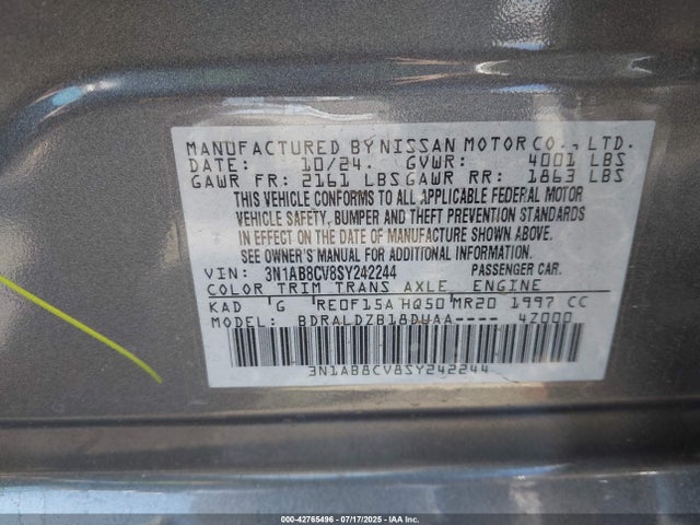 Nissan 2025 2025 3N1AB8CV8SY242244 Image 9