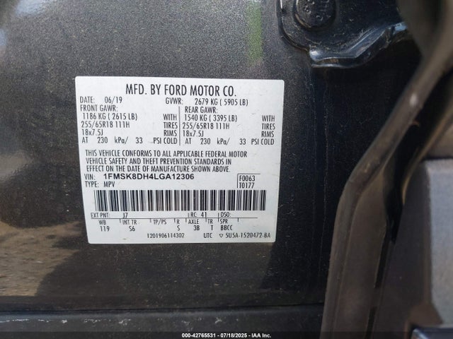 Ford Explorer 2020 1FMSK8DH4LGA12306 Image 9
