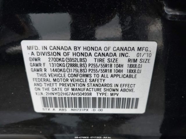 2010 ACURA MDX 2HNYD2H67AH504998 Photo 8