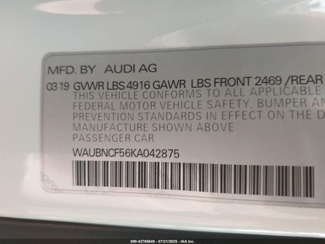 2019 AUDI A5 WAUBNCF56KA042875 Photo 8