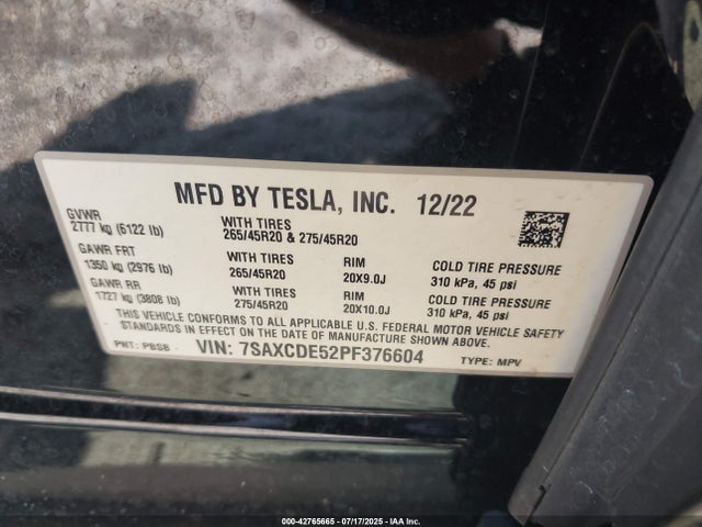 2023 TESLA MODEL X 7SAXCDE52PF376604 Photo 8