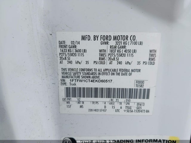 Ford 2014 2014 1FTFW1CT4EKD60517 Image 9