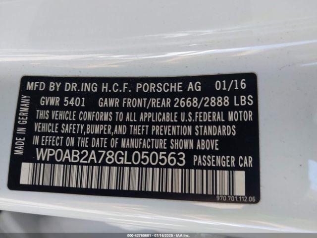 2016 PORSCHE PANAMERA WP0AB2A78GL050563 Photo 8