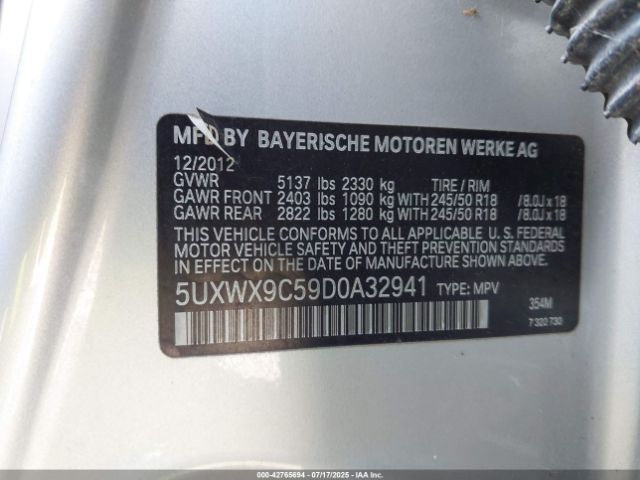 2013 BMW X3 5UXWX9C59D0A32941 Photo 8
