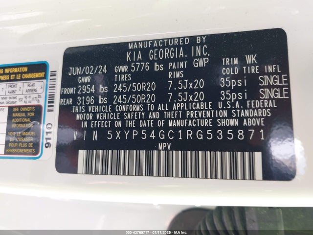 5XYP54GC1RG535871 KIA gdi lambda-ii