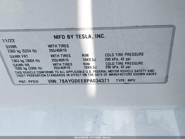 2023 TESLA MODEL Y 7SAYGDEE8PA034371 Photo 8