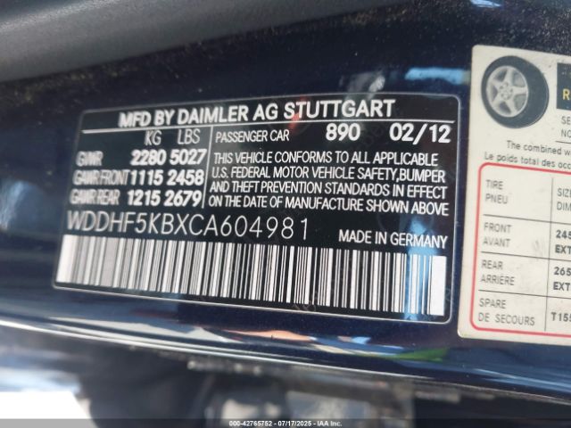 2012 MERCEDES-BENZ E 350 WDDHF5KBXCA604981 Photo 8