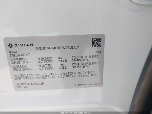 Rivian R1s 2024 7PDSGABA4RN038484 Image 9
