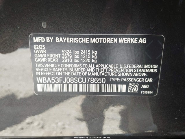 BMW 2025 2025 WBA53FJ08SCU78650 Image 9