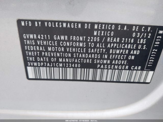 2012 VOLKSWAGEN JETTA 3VWDP7AJ1CM123480 Photo 8