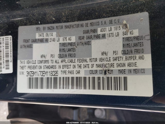 Mazda pe 2014 3MZBM1V70EM118026 Image 9