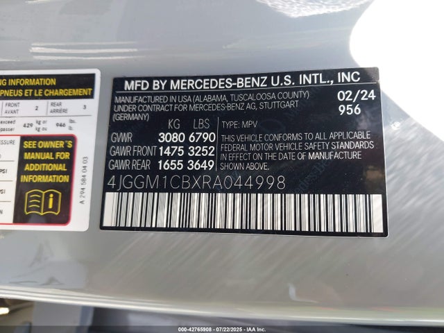 4JGGM1CBXRA044998 Mercedes-Benz electric motor