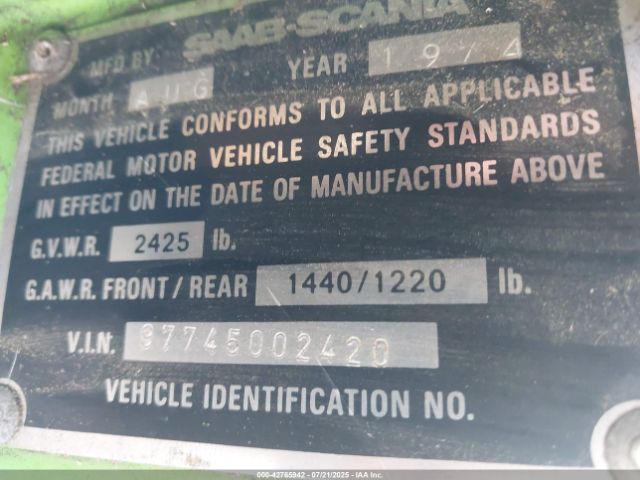 1974 SAAB SONETT 97745002420 Photo 8