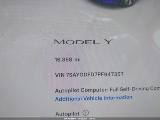 2023 TESLA MODEL Y 7SAYGDED7PF947357 Photo 6