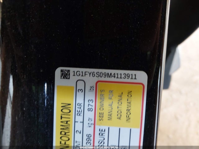 1G1FY6S09M4113911 Chevrolet 2021