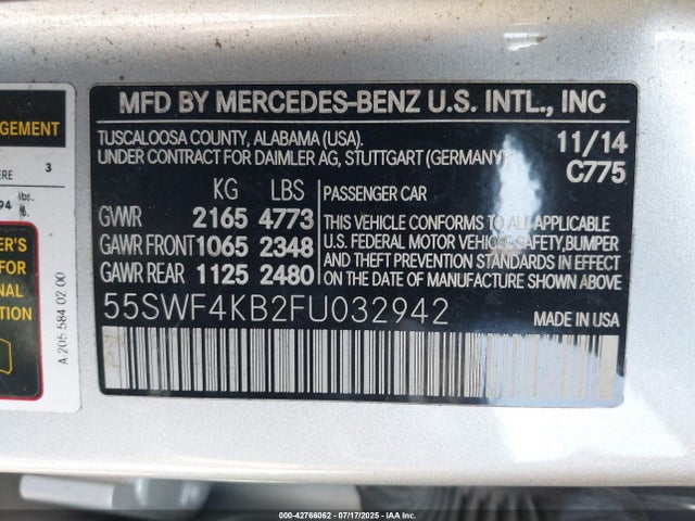 2015 MERCEDES-BENZ C 300 55SWF4KB2FU032942 Photo 8