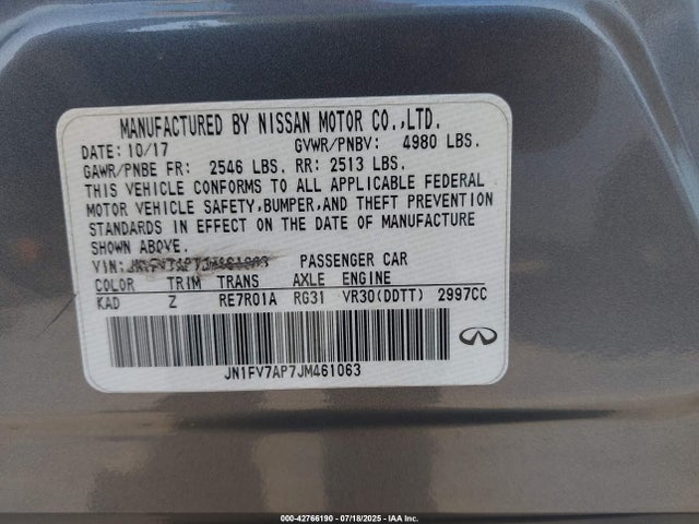 JN1FV7AP7JM461063 Infiniti Q50