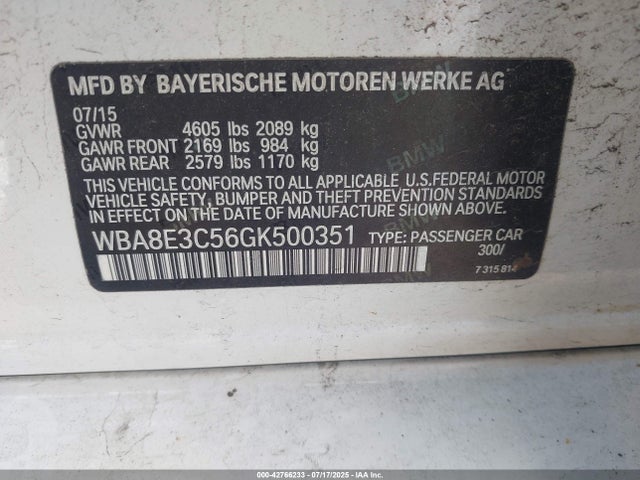 WBA8E3C56GK500351 BMW 328i Xdrive