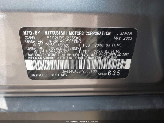 2023 MITSUBISHI OUTLANDER JA4J4UA85PZ058108 Photo 8