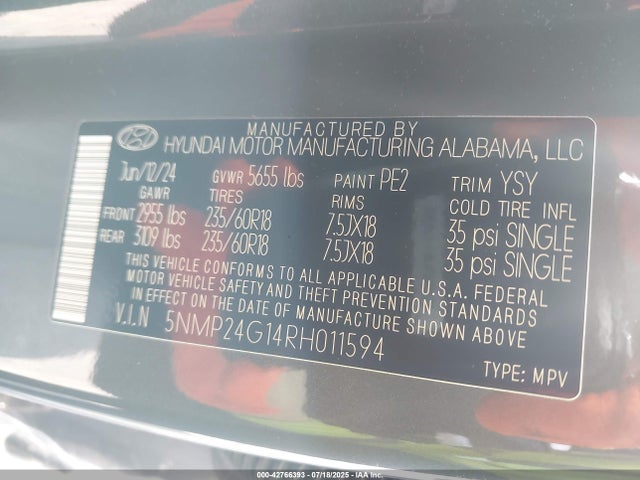 5NMP24G14RH011594 Hyundai t-gdi gamma-ii