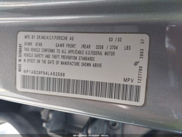 2004 PORSCHE CAYENNE WP1AB29P94LA62588 Photo 8