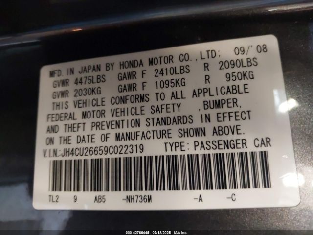 2009 ACURA TSX JH4CU26659C022319 Photo 8