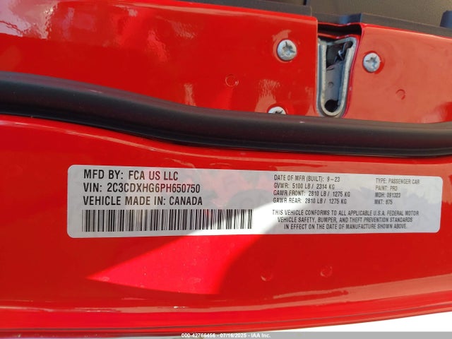 2C3CDXHG6PH650750 Dodge 2023