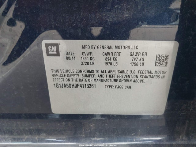 1G1JA5SH9F4113361 Chevrolet luw