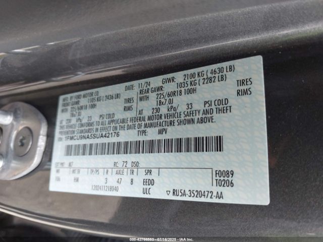 2025 FORD ESCAPE 1FMCU9NA5SUA42176 Photo 8