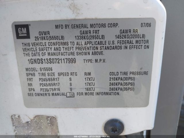 2007 CHEVROLET TRAILBLAZER 1GNDS13S072117999 Photo 8