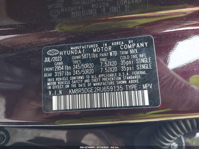 KM8R5DGE2RU659135 Hyundai gdi lambda ii