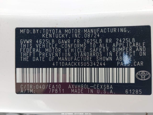 4T1DAACKXSU534244 Toyota a25a-fxs