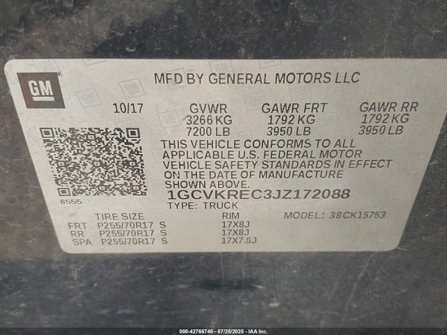 1GCVKREC3JZ172088 Chevrolet l83 - sidi: spark ignited direct injection, vvt: variable valve timing, afm, e85 max, alum