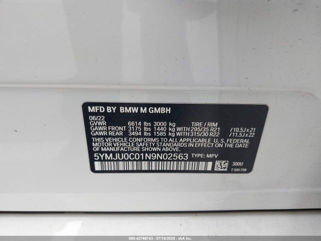 5YMJU0C01N9N02563 BMW X5