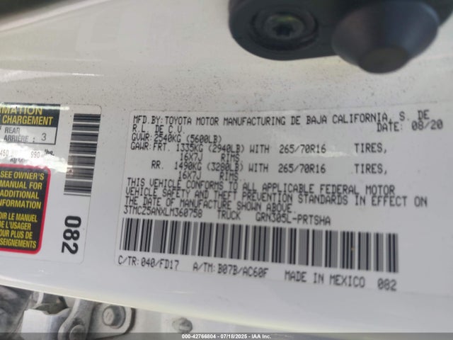 3TMCZ5ANXLM360758 Toyota Tacoma Trd Off-road