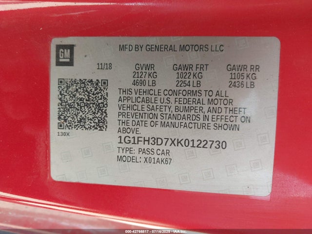 1G1FH3D7XK0122730 Chevrolet lt1 - direct injection, afm, variable valve timing, high output, alum