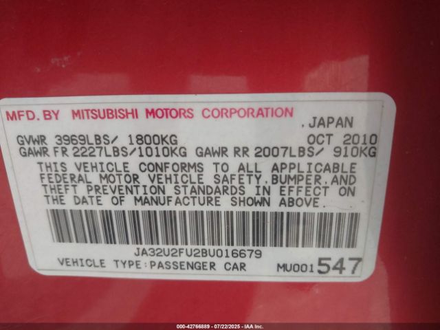 2011 MITSUBISHI LANCER JA32U2FU2BU016679 Photo 8