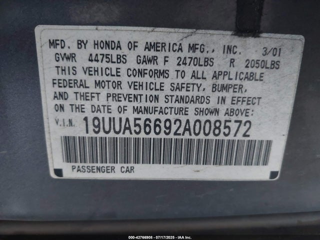2002 ACURA TL 19UUA56692A008572 Photo 8