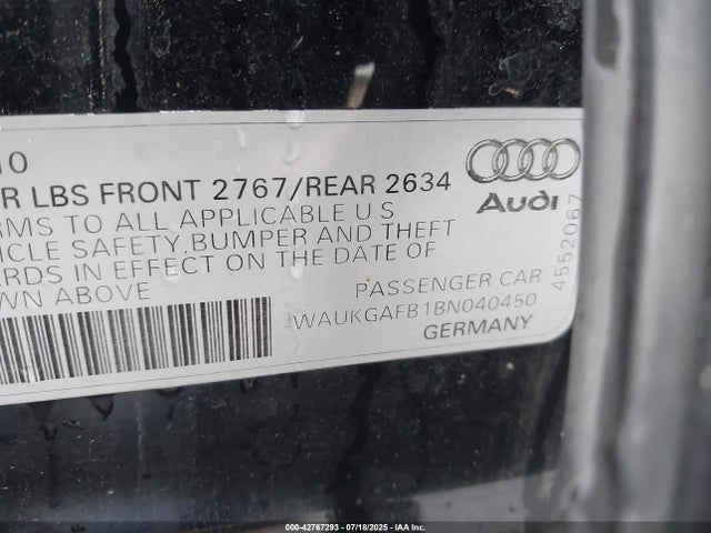 2011 AUDI A6 WAUKGAFB1BN040450 Photo 8