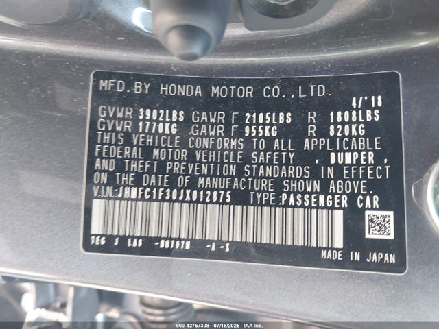 Honda l15b7 2018 JHMFC1F30JX012875 Image 9