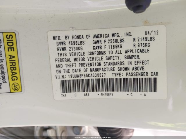 2012 ACURA TL 19UUA8F55CA030627 Photo 8