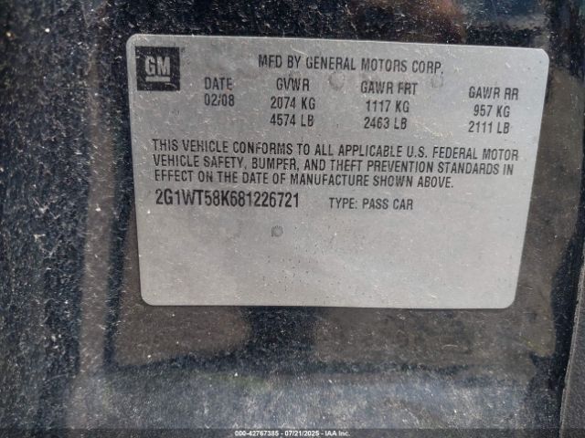 2008 CHEVROLET IMPALA 2G1WT58K681226721 Photo 8
