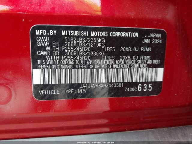 2024 MITSUBISHI OUTLANDER JA4J4VA8XRZ043581 Photo 8