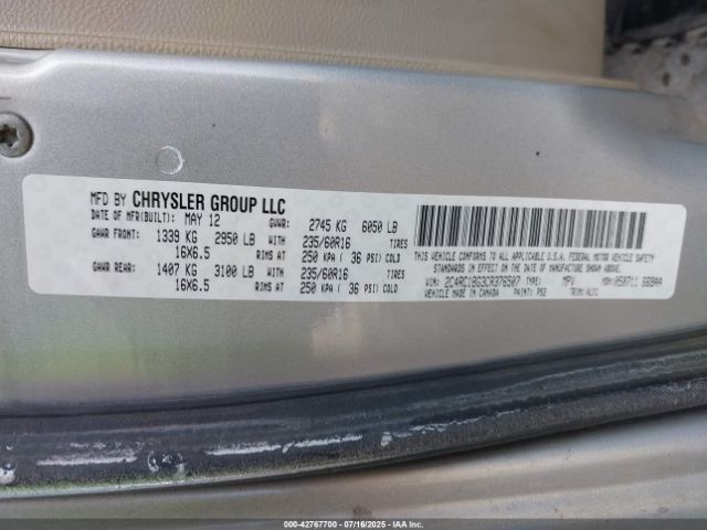 2012 CHRYSLER TOWN & COUNTRY 2C4RC1BG3CR376507 Photo 8