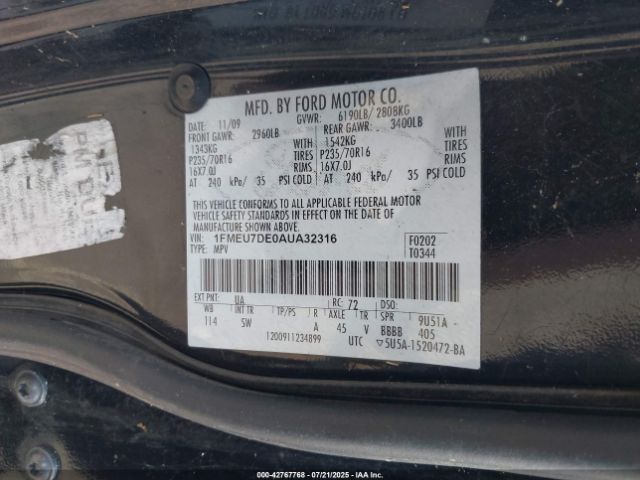 2010 FORD EXPLORER 1FMEU7DE0AUA32316 Photo 8