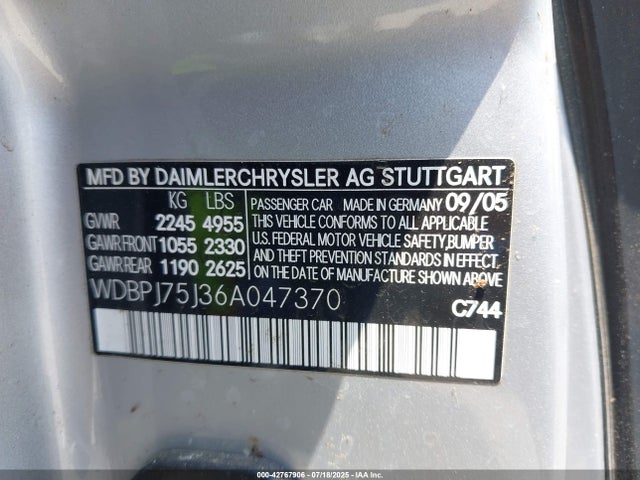 2006 MERCEDES-BENZ CL 500 WDBPJ75J36A047370 Photo 8